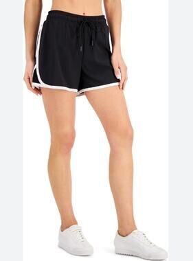 Ideology Women’s Running Shorts Plus Size 1X Athletic Workout Black White NWT